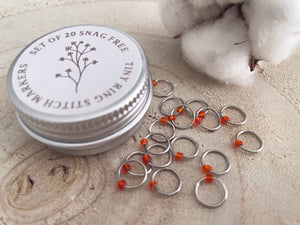Orange Tiny Ring Stitch Marker Set