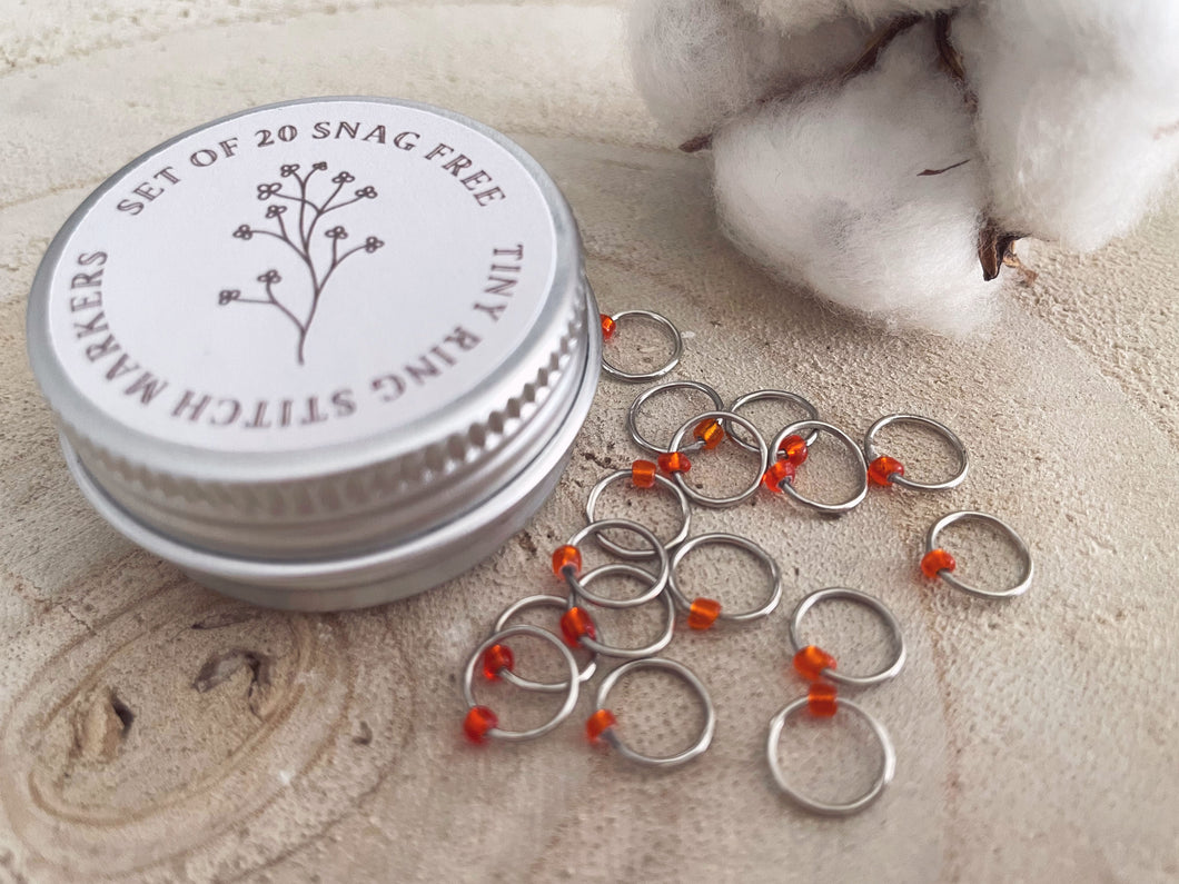 Orange Tiny Ring Stitch Marker Set