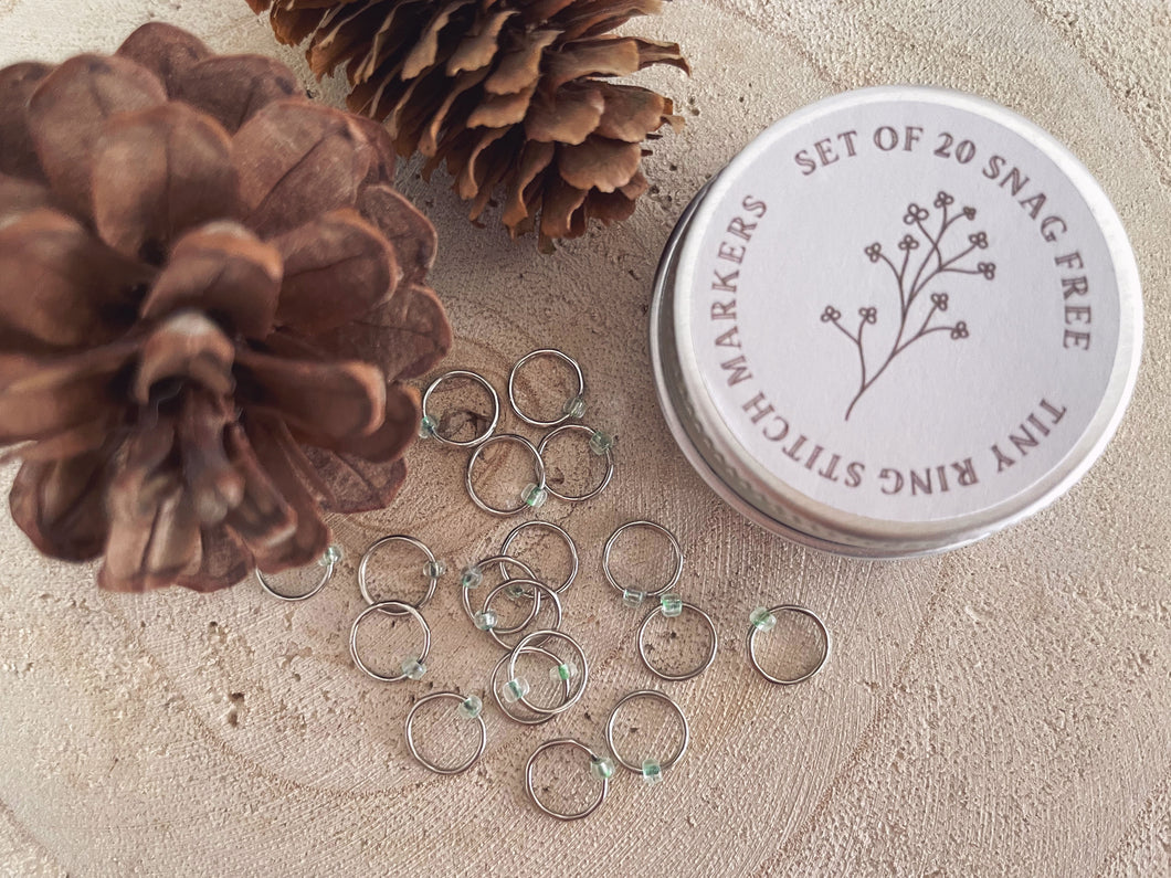 Seafoam Tiny Ring Stitch Marker Set